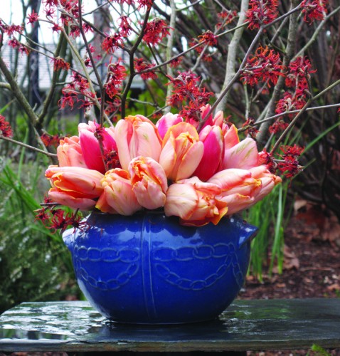Tulip arrangement as seen in SLOW FLOWERS by Debra Prinzing p 109
