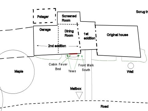 Map of Cabin Fever Bed within South Front Walk Bed