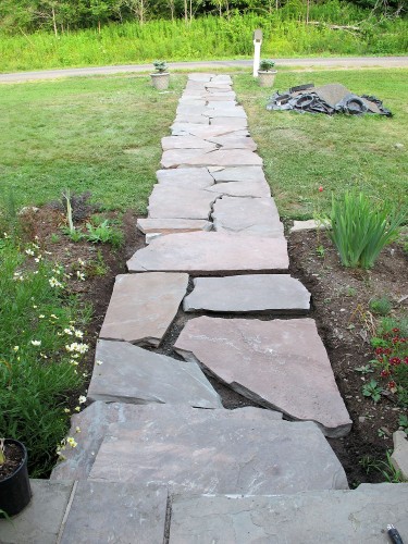 The finished stone walk layout as seen from the house.