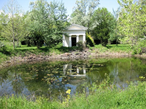 Replica of Greek temple on other side of the pond