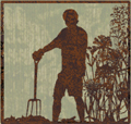 Image of a gardener in silhouette