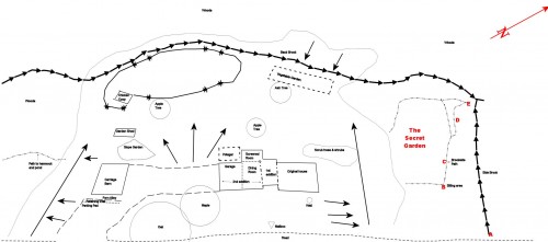 line map of our property - showing secret garden