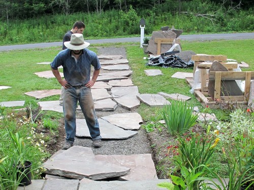 Building a stone walk is like putting together a puzzle.